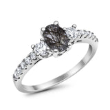 Three Stone Oval Natural Stone Trellis Ring