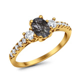 Three Stone Oval Natural Stone Trellis Ring