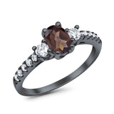 Three Stone Oval Natural Stone Trellis Ring