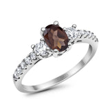 Three Stone Oval Natural Stone Trellis Ring