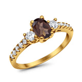 Three Stone Oval Natural Stone Trellis Ring