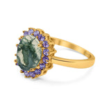 Art Deco Oval Natural Stone Ring