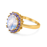 Art Deco Oval Natural Stone Ring