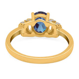 Art Deco Oval Natural Stone Wedding Ring