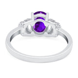 Art Deco Oval Natural Stone Wedding Ring