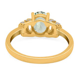 Art Deco Oval Natural Stone Wedding Ring