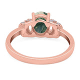 Art Deco Oval Natural Stone Wedding Ring