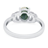 Art Deco Oval Natural Stone Wedding Ring