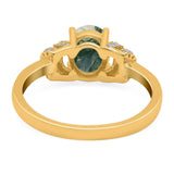 Art Deco Oval Natural Stone Wedding Ring