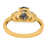 Art Deco Oval Natural Stone Wedding Ring