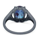 Oval Natural Stone Cluster Wedding Ring