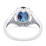 Oval Natural Stone Cluster Wedding Ring