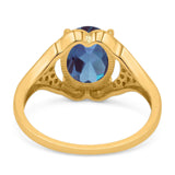 Oval Natural Stone Cluster Wedding Ring