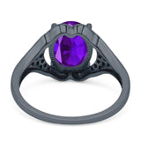 Oval Natural Stone Cluster Wedding Ring