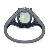 Oval Natural Stone Cluster Wedding Ring