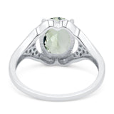 Oval Natural Stone Cluster Wedding Ring