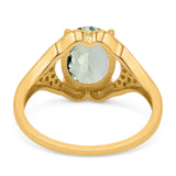 Oval Natural Stone Cluster Wedding Ring