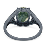 Oval Natural Stone Cluster Wedding Ring