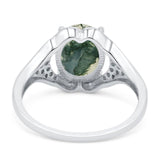 Oval Natural Stone Cluster Wedding Ring