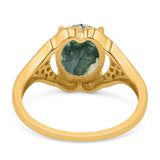 Oval Natural Stone Cluster Wedding Ring