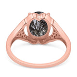 Oval Natural Stone Cluster Wedding Ring