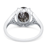 Oval Natural Stone Cluster Wedding Ring