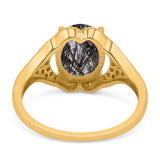 Oval Natural Stone Cluster Wedding Ring