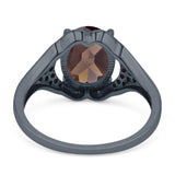 Oval Natural Stone Cluster Wedding Ring