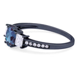 Art Deco Oval Natural Stone Trio Ring