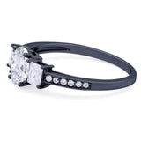 Art Deco Oval Natural Stone Trio Ring