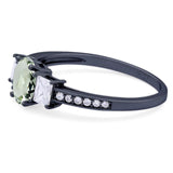 Art Deco Oval Natural Stone Trio Ring