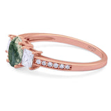 Art Deco Oval Natural Stone Trio Ring