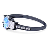 Art Deco Oval Natural Stone Trio Ring