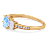 Art Deco Oval Natural Stone Trio Ring