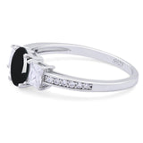 Art Deco Oval Natural Stone Trio Ring