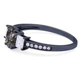 Art Deco Oval Natural Stone Trio Ring