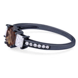 Art Deco Oval Natural Stone Trio Ring