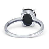 Solitaire Engagement Ring Oval Simulated Cubic Zirconia 925 Sterling Silver