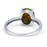Solitaire Engagement Ring Oval Simulated Cubic Zirconia 925 Sterling Silver