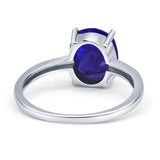 Solitaire Engagement Ring Oval Simulated Cubic Zirconia 925 Sterling Silver