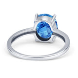 Solitaire Engagement Ring Oval Simulated Cubic Zirconia 925 Sterling Silver
