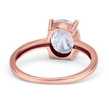 Solitaire Engagement Ring Oval Simulated Cubic Zirconia 925 Sterling Silver