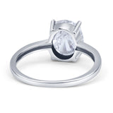 Solitaire Engagement Ring Oval Simulated Cubic Zirconia 925 Sterling Silver
