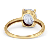 Solitaire Engagement Ring Oval Simulated Cubic Zirconia 925 Sterling Silver