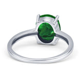 Solitaire Engagement Ring Oval Simulated Cubic Zirconia 925 Sterling Silver