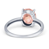 Solitaire Engagement Ring Oval Simulated Cubic Zirconia 925 Sterling Silver