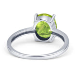 Solitaire Engagement Ring Oval Simulated Cubic Zirconia 925 Sterling Silver