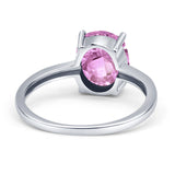 Solitaire Engagement Ring Oval Simulated Cubic Zirconia 925 Sterling Silver