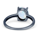 Solitaire Engagement Ring Oval Simulated Cubic Zirconia 925 Sterling Silver