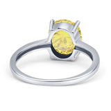 Solitaire Engagement Ring Oval Simulated Cubic Zirconia 925 Sterling Silver